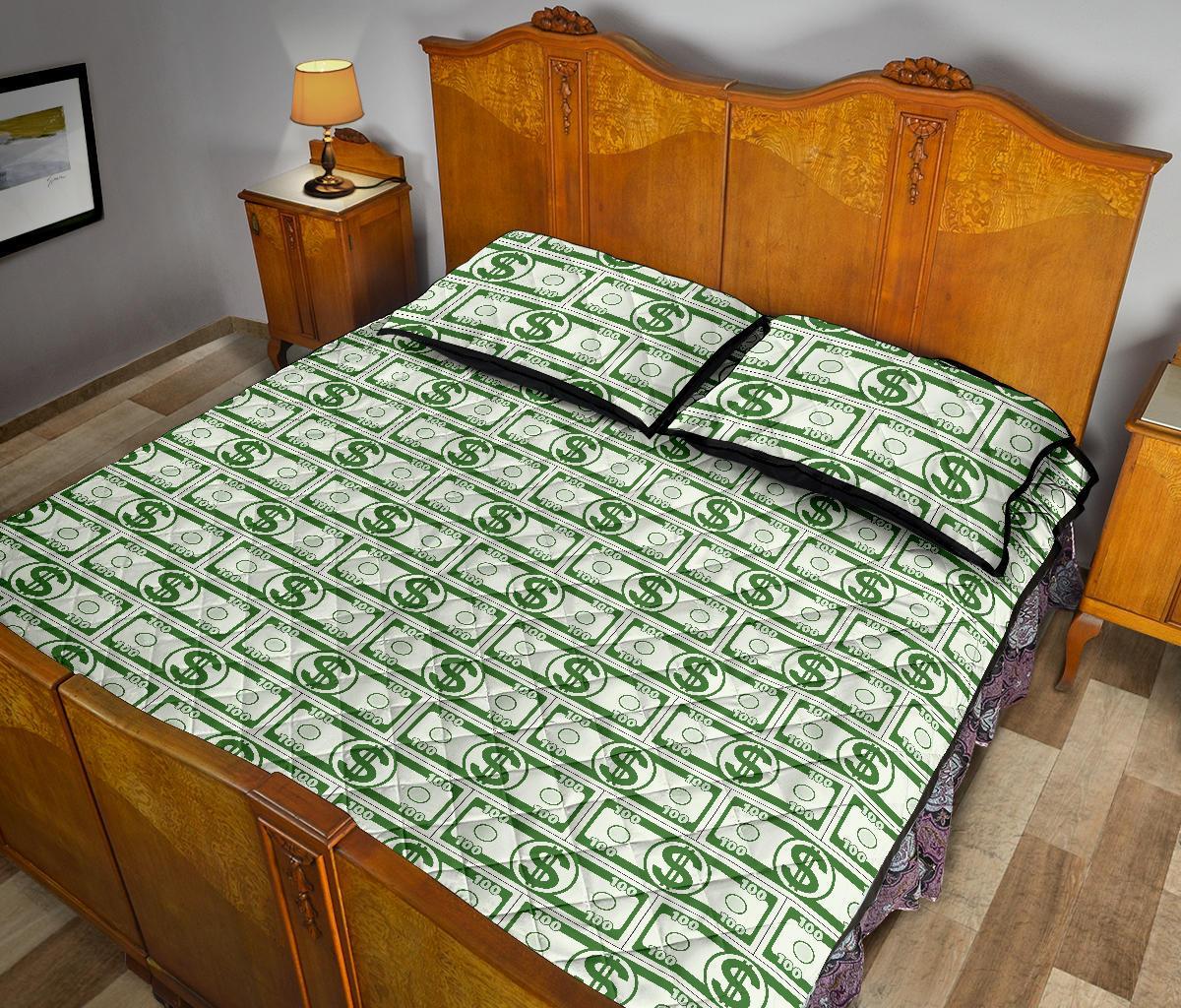 Dollar Money Print Pattern Bed Set Quilt-grizzshop