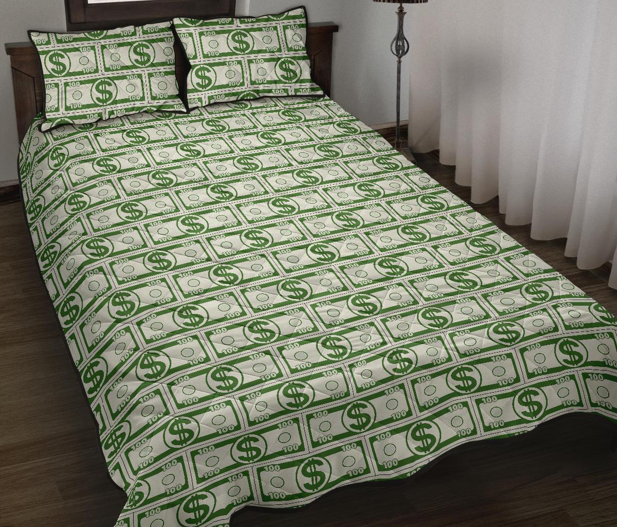 Dollar Money Print Pattern Bed Set Quilt-grizzshop