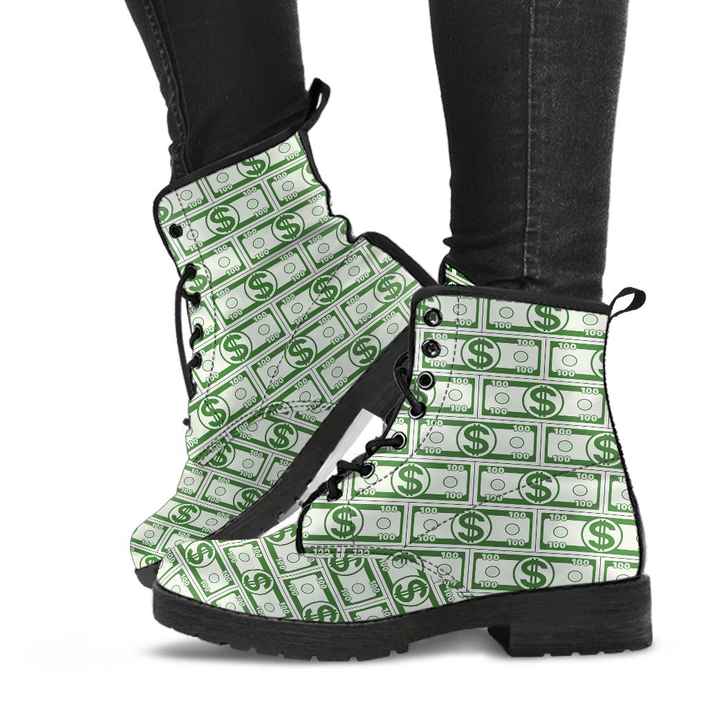 Dollar Money Print Pattern Men Women Leather Boots-grizzshop