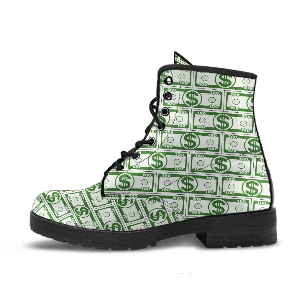Dollar Money Print Pattern Men Women Leather Boots-grizzshop