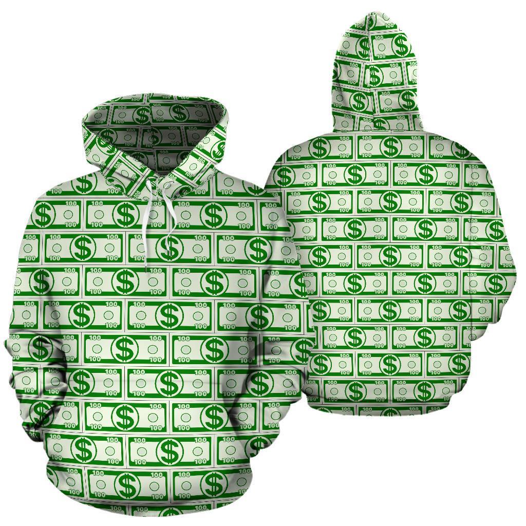 Dollar Money Print Pattern Men Women Pullover Hoodie-grizzshop