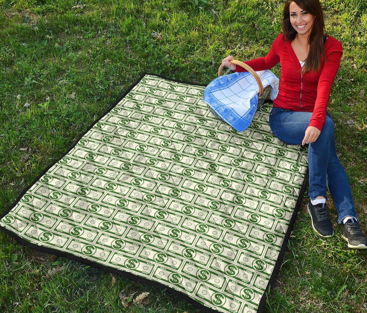 Dollar Money Print Pattern Quilt-grizzshop