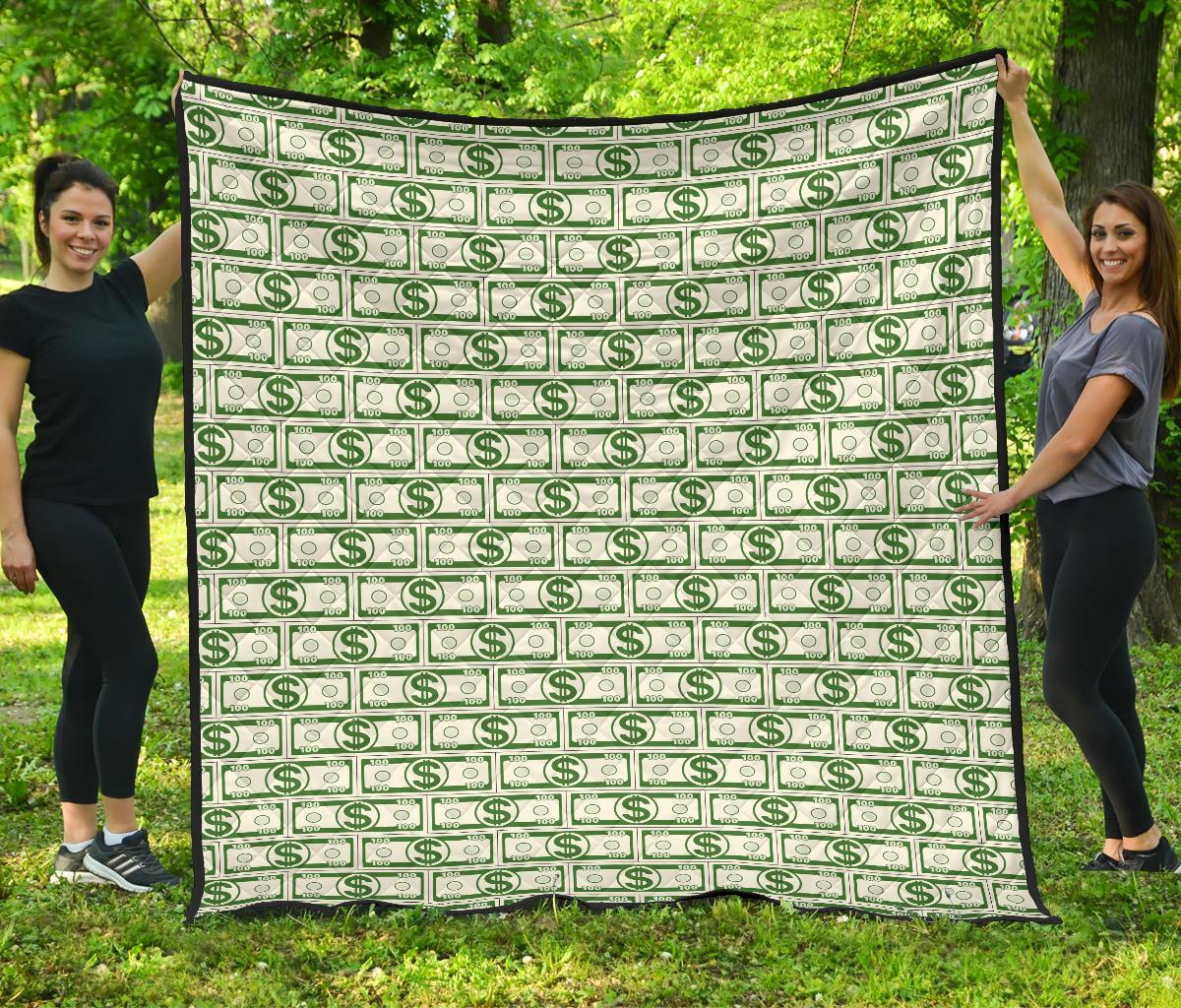 Dollar Money Print Pattern Quilt-grizzshop