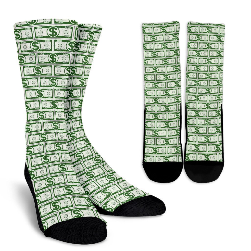 Dollar Money Print Pattern Unisex Crew Socks-grizzshop