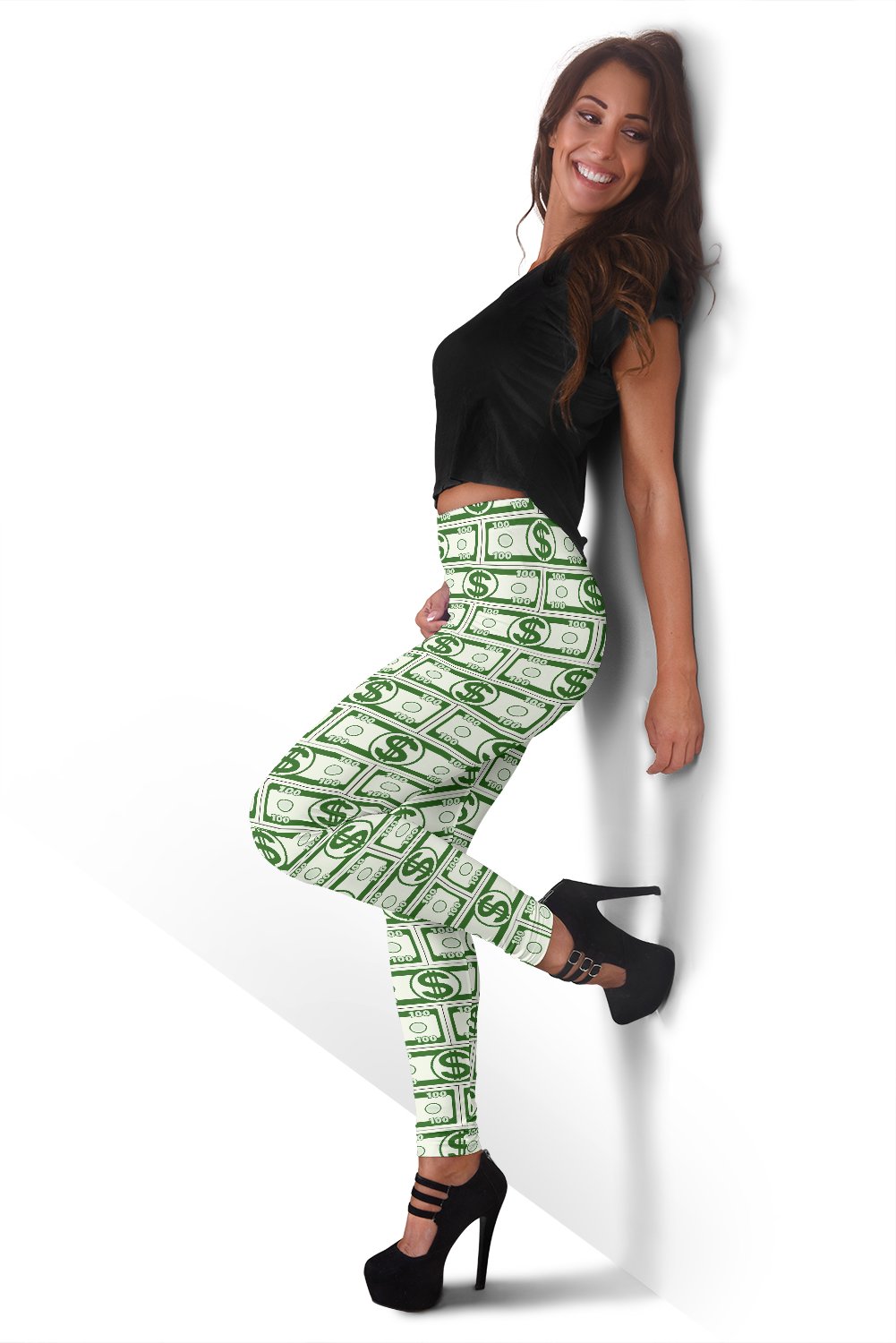 Dollar Money Print Pattern Women Leggings-grizzshop
