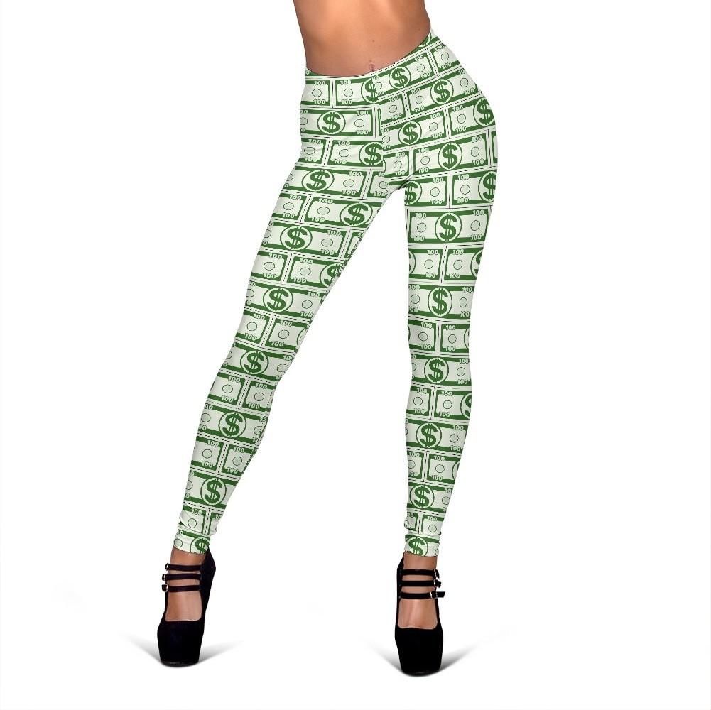 Dollar Money Print Pattern Women Leggings-grizzshop