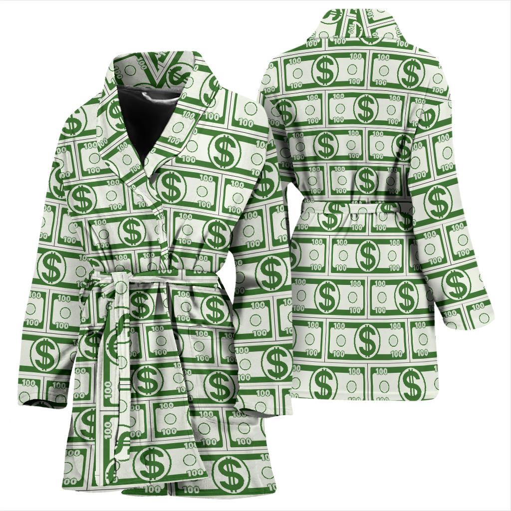 Dollar Money Print Pattern Women Long Robe-grizzshop