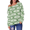 Dollar Money Print Pattern Women Off Shoulder Sweatshirt-grizzshop