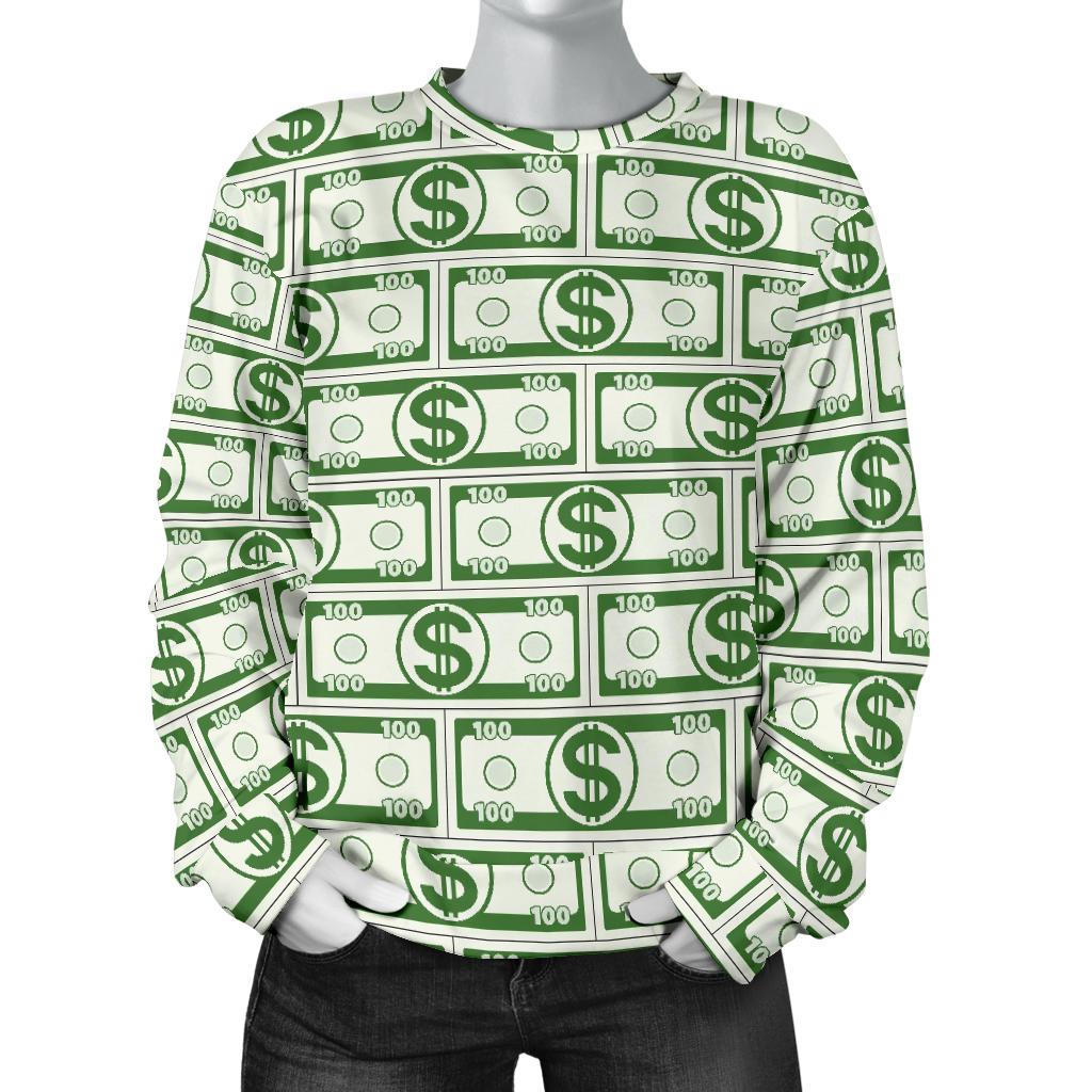 Dollar Money Print Pattern Women's Sweatshirt-grizzshop