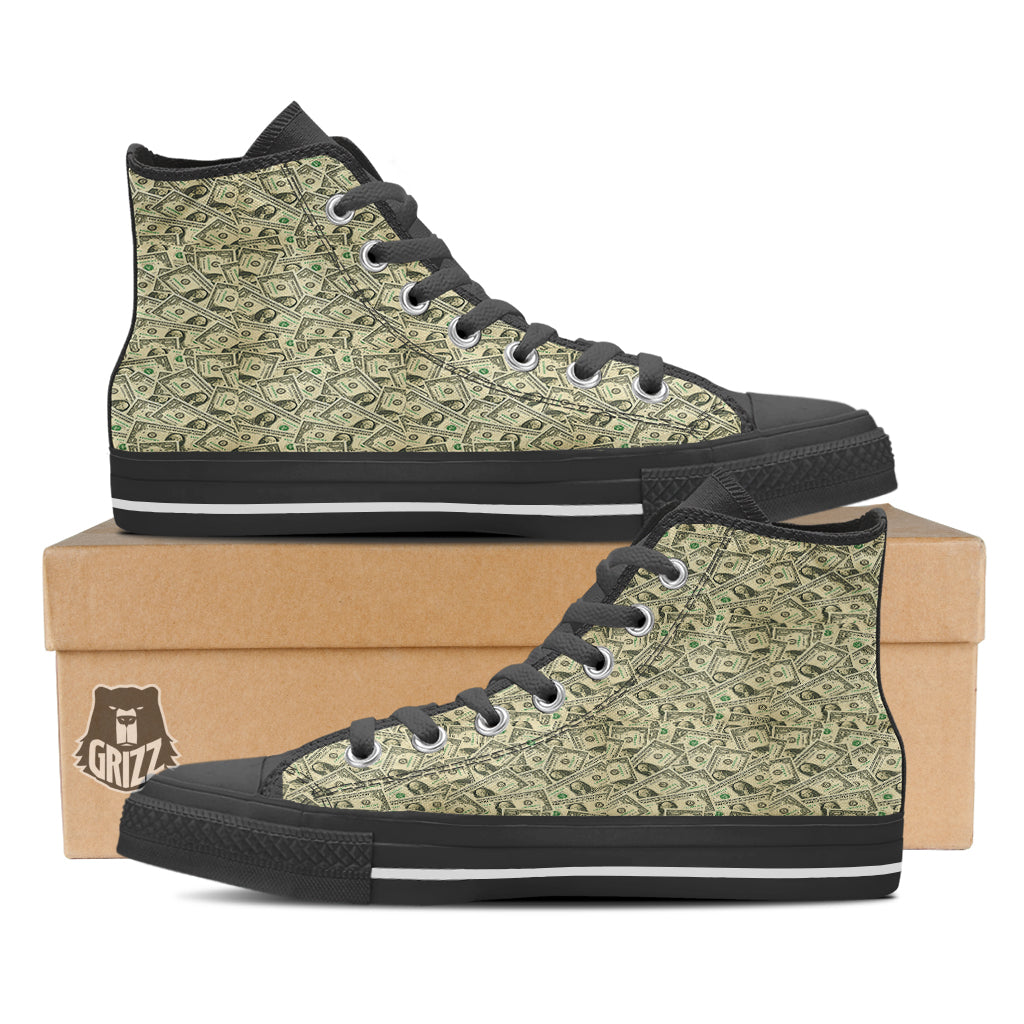 Dollars Vintagecolor Print Black High Top Shoes-grizzshop