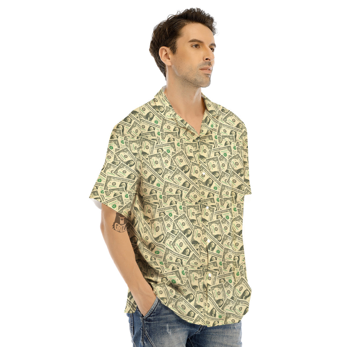 Dollars Vintagecolor Print Men's Hawaiian Shirt-grizzshop