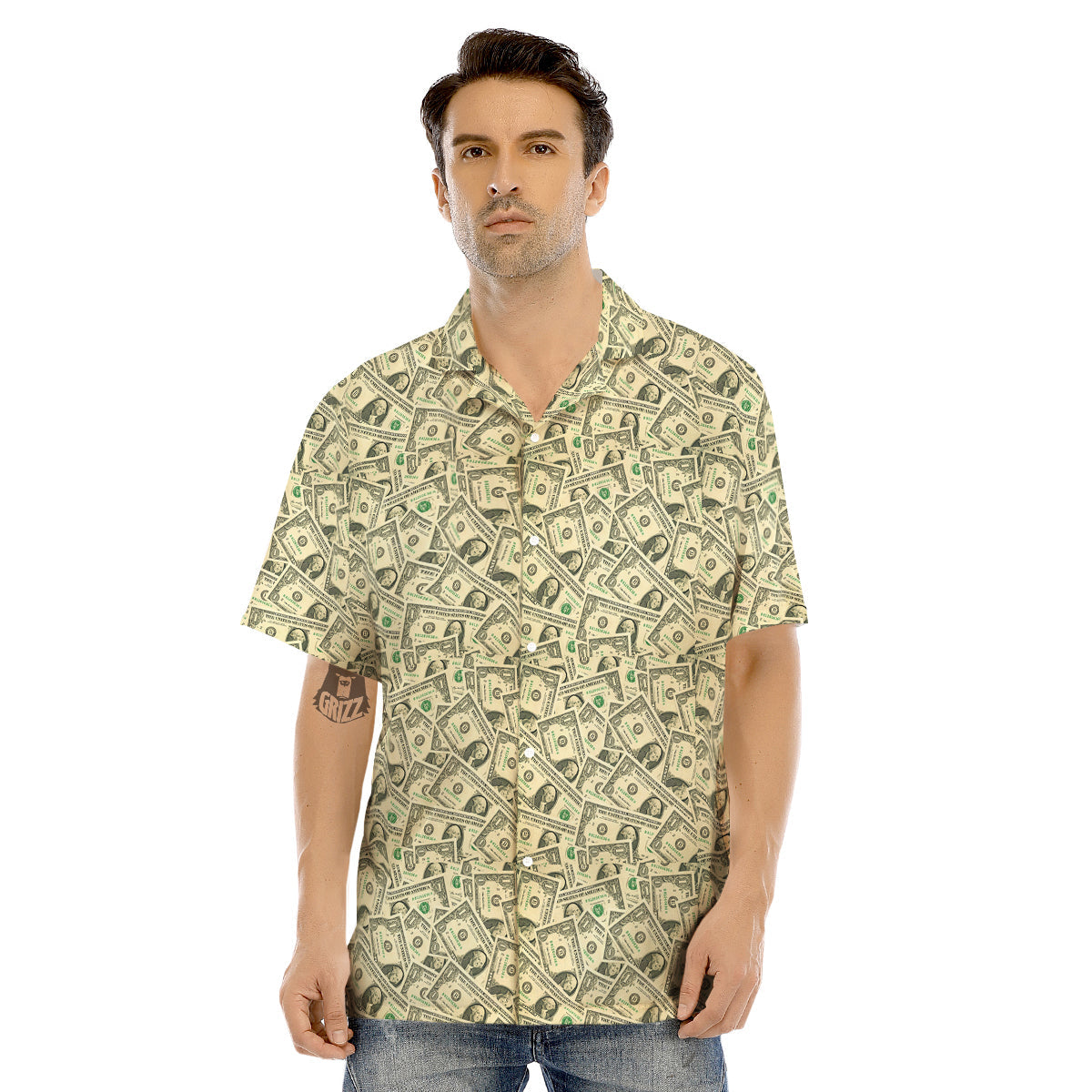 Dollars Vintagecolor Print Men's Hawaiian Shirt-grizzshop