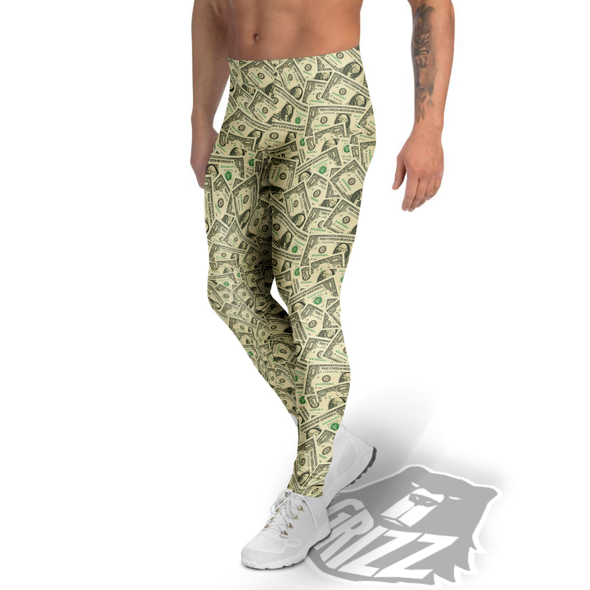 Dollars Vintagecolor Print Men's Leggings-grizzshop