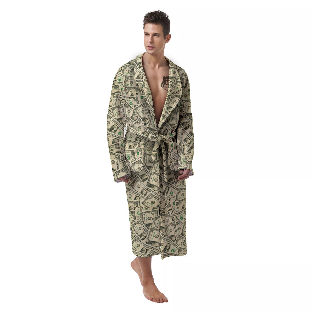 Dollars Vintagecolor Print Men's Robe-grizzshop