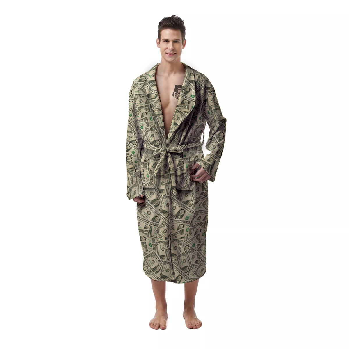 Dollars Vintagecolor Print Men's Robe-grizzshop