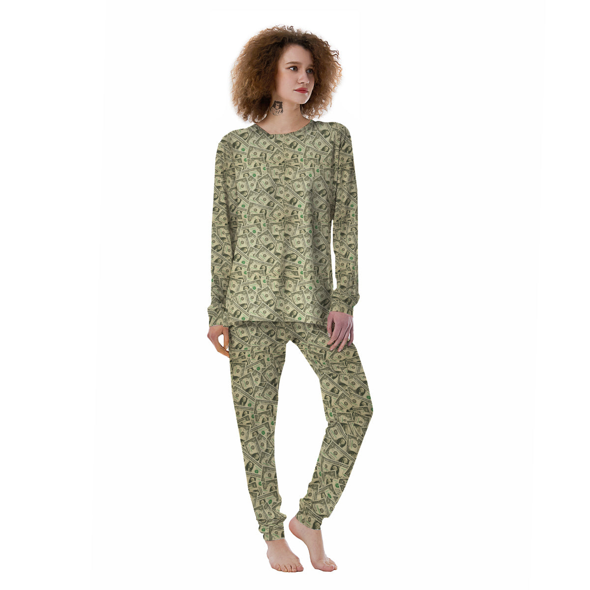 Dollars Vintagecolor Print Women's Pajamas-grizzshop