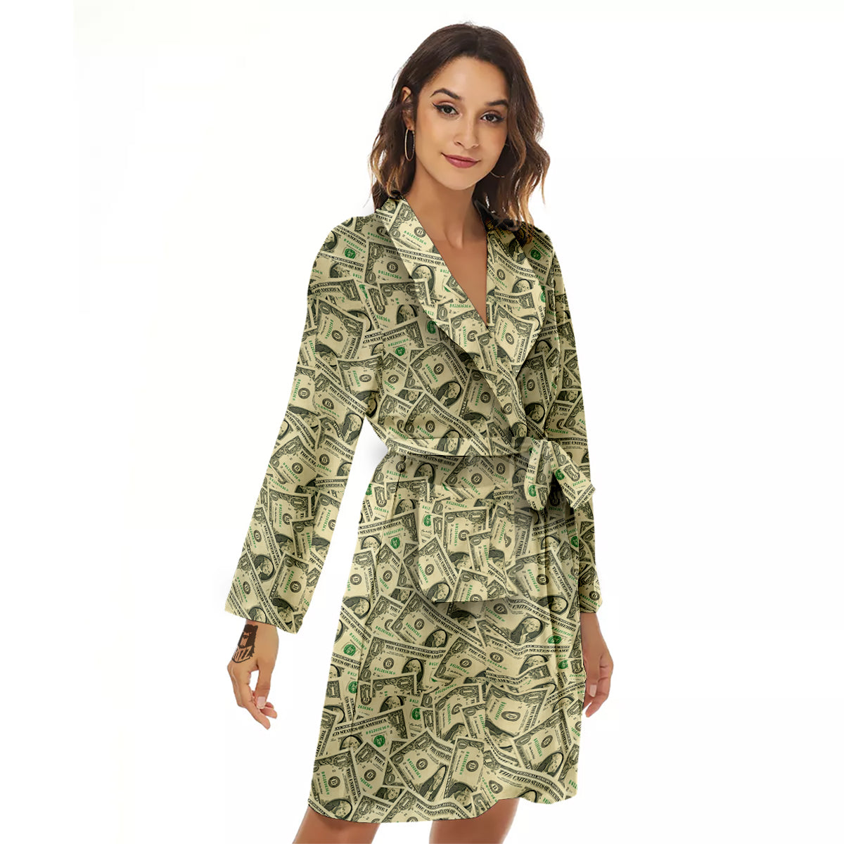 Dollars Vintagecolor Print Women's Robe-grizzshop