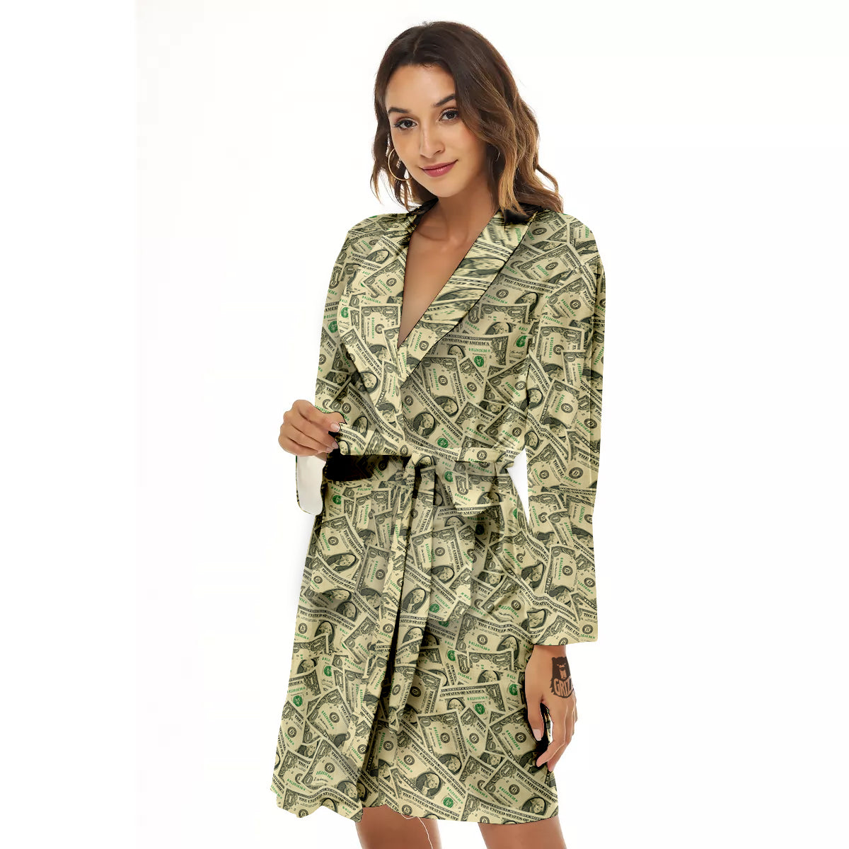 Dollars Vintagecolor Print Women's Robe-grizzshop
