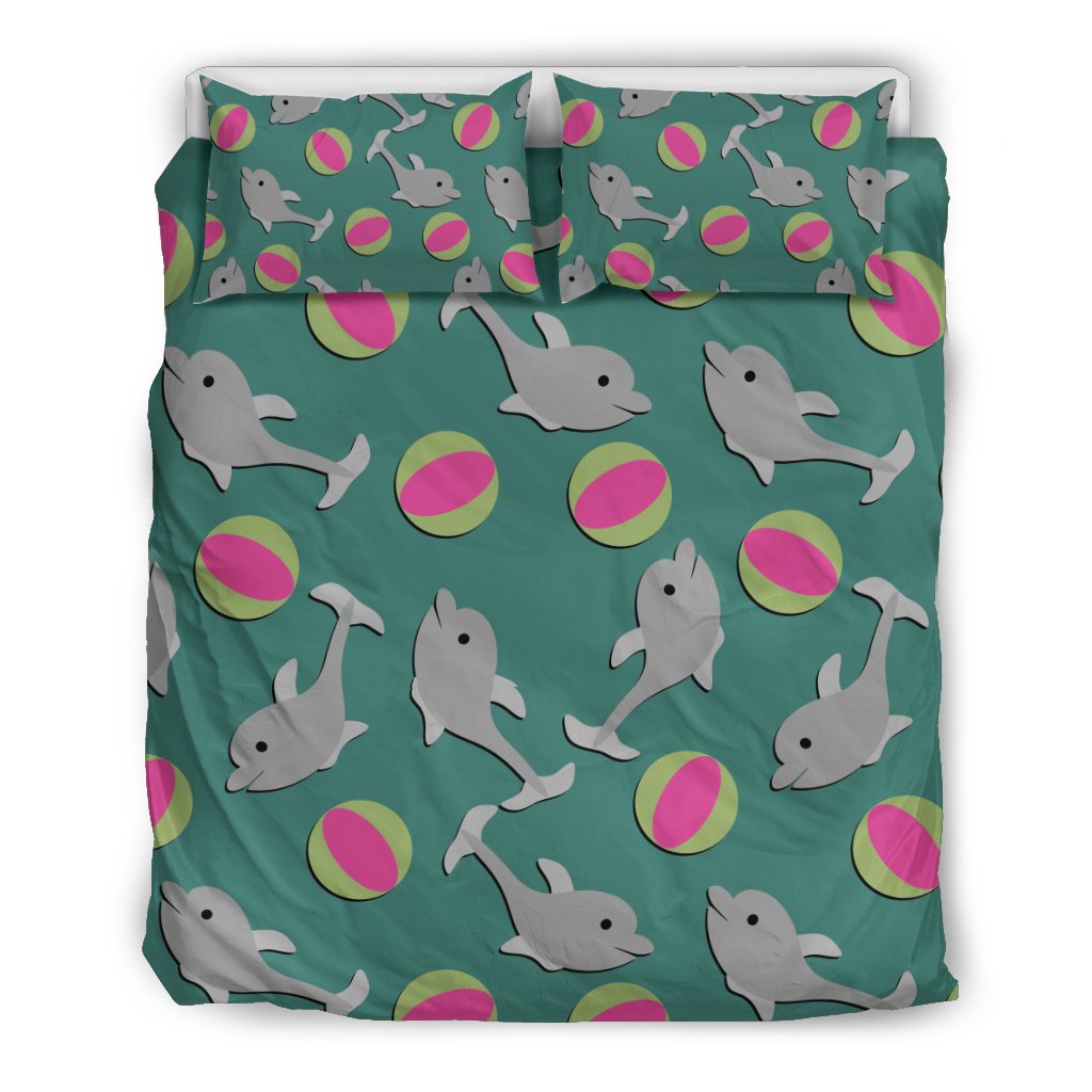 Dolphin Ball Pattern Print Duvet Cover Bedding Set-grizzshop