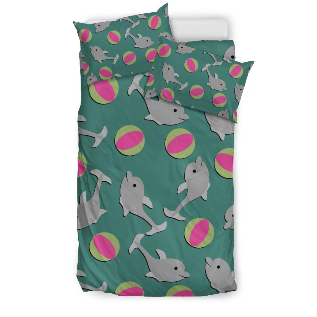 Dolphin Ball Pattern Print Duvet Cover Bedding Set-grizzshop