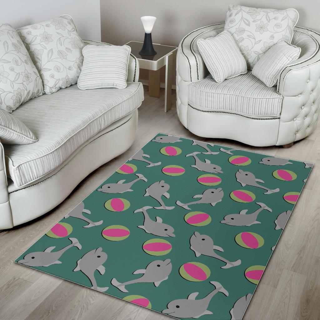 Dolphin Ball Pattern Print Floor Mat-grizzshop