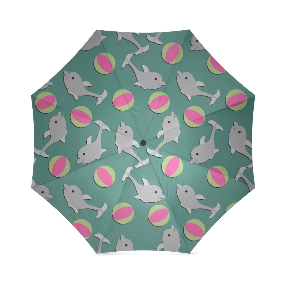 Dolphin Ball Pattern Print Foldable Umbrella-grizzshop