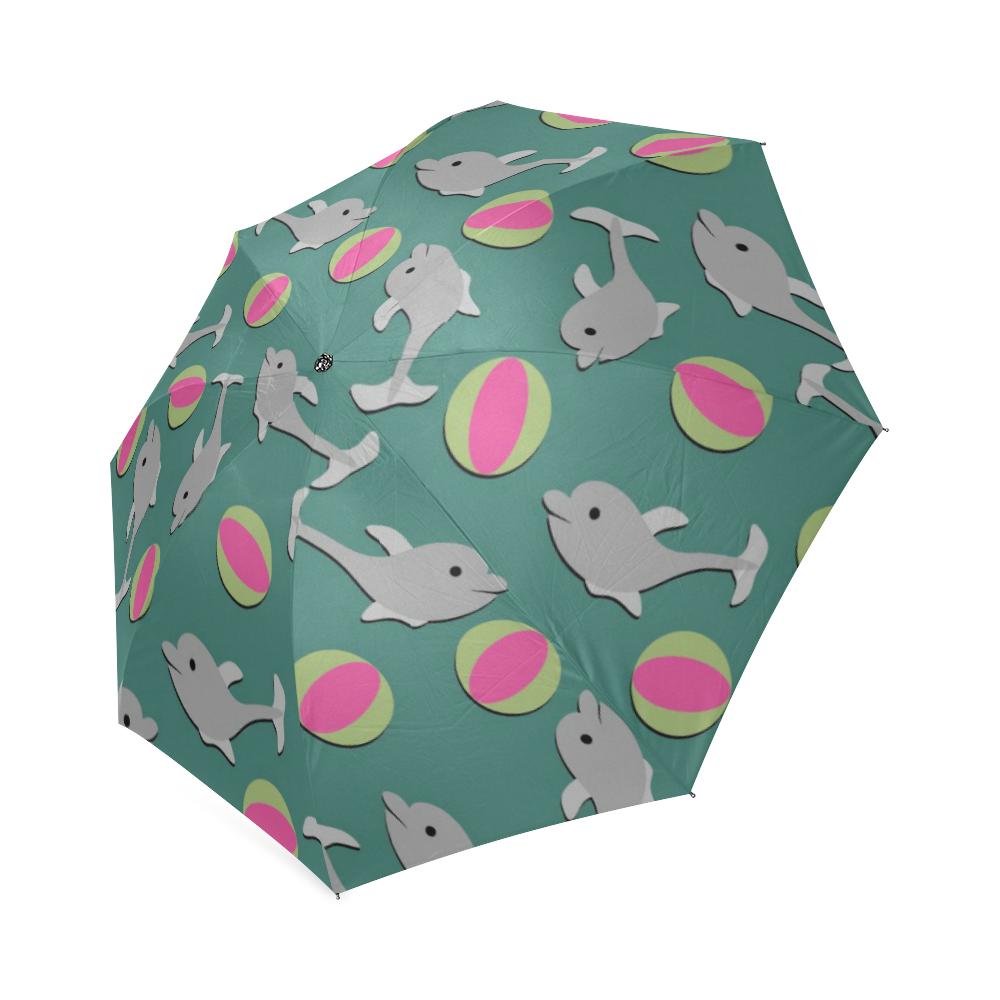 Dolphin Ball Pattern Print Foldable Umbrella-grizzshop