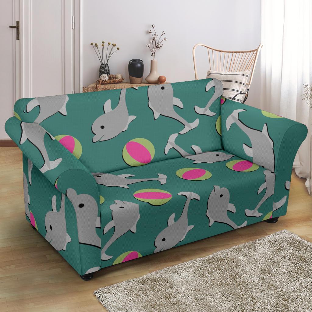 Dolphin Ball Pattern Print Loveseat Cover-grizzshop