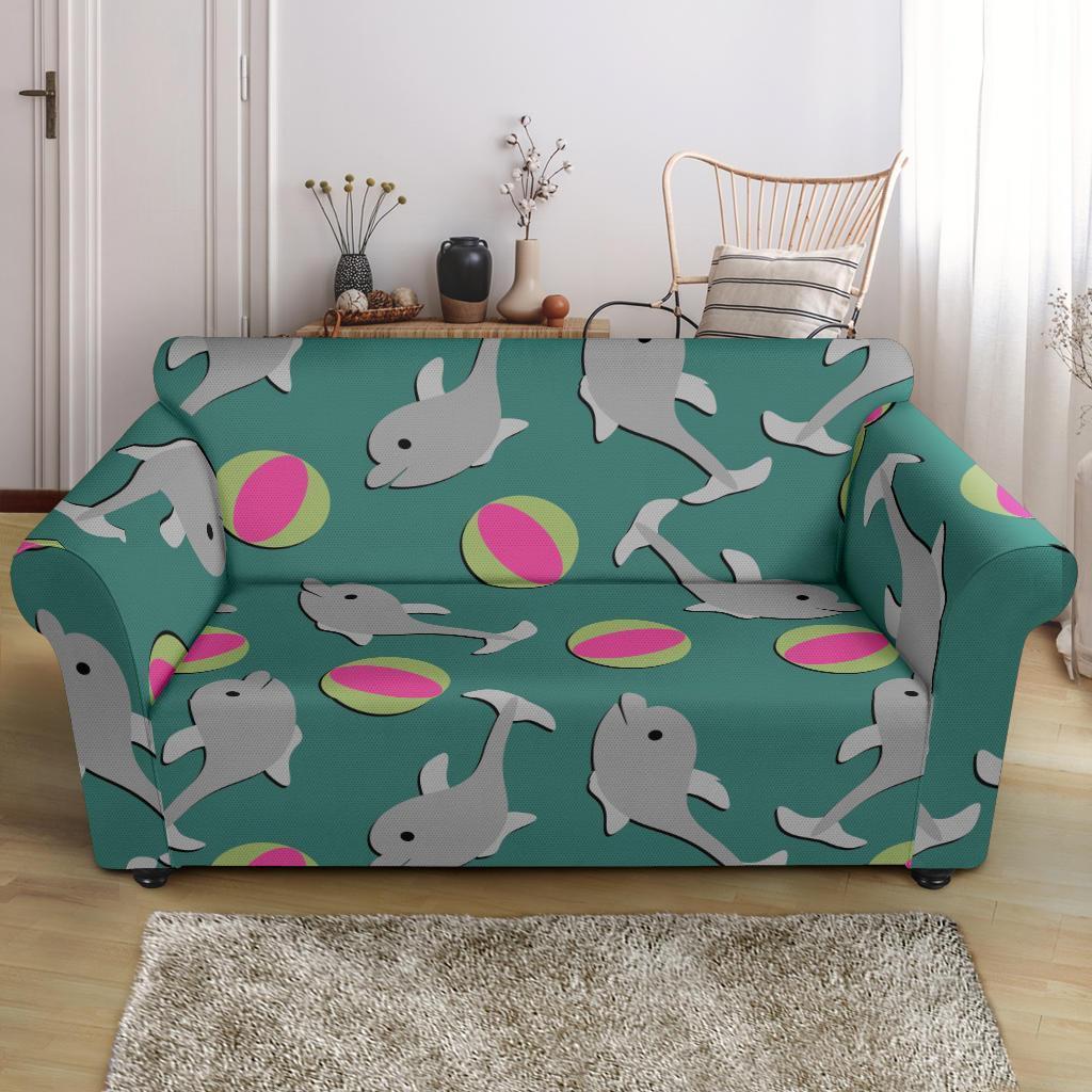 Dolphin Ball Pattern Print Loveseat Cover-grizzshop