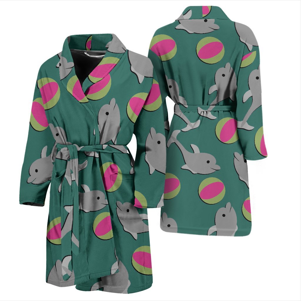 Dolphin Ball Pattern Print Men Long Robe-grizzshop