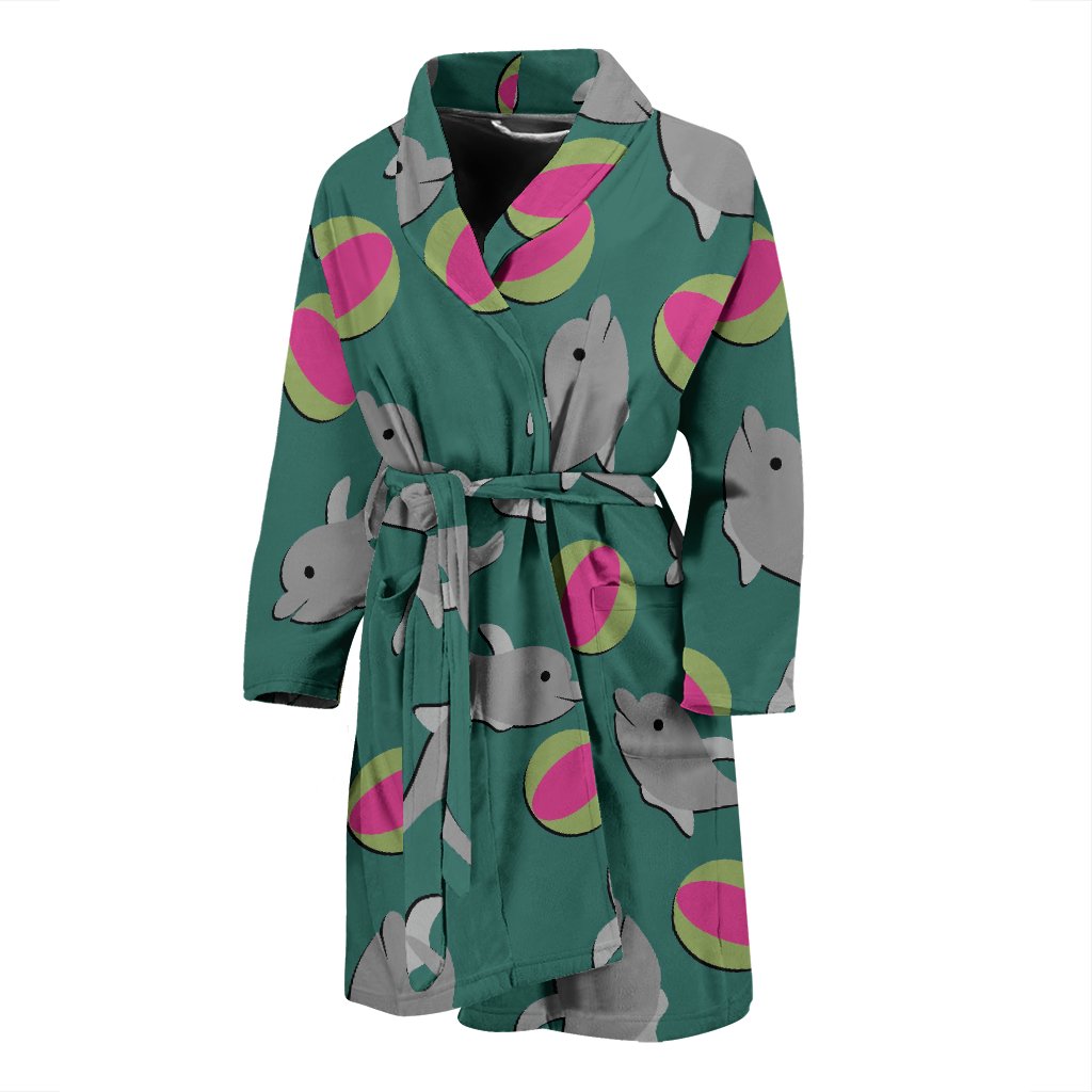 Dolphin Ball Pattern Print Men Long Robe-grizzshop