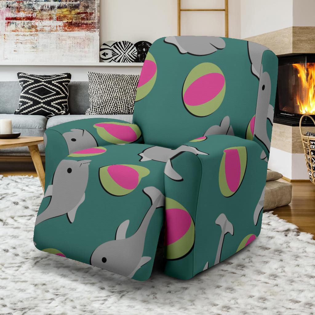 Dolphin Ball Pattern Print Recliner Cover-grizzshop