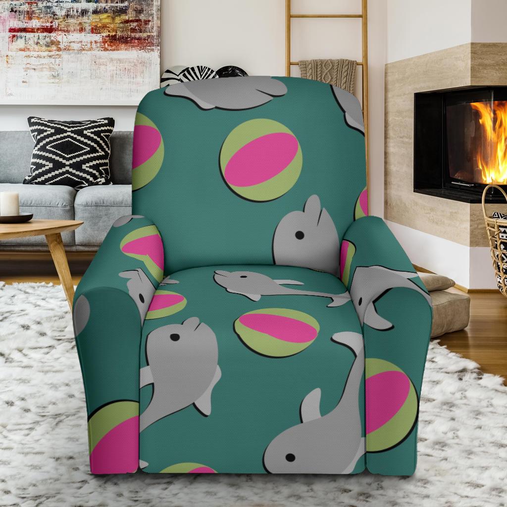 Dolphin Ball Pattern Print Recliner Cover-grizzshop