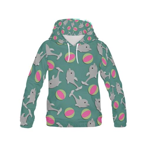 Dolphin Ball Pattern Print Women Pullover Hoodie-grizzshop