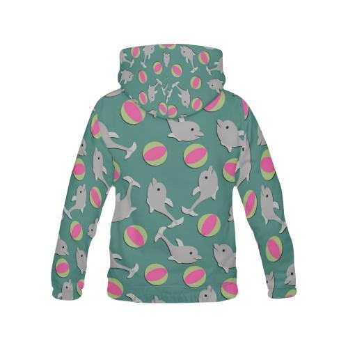 Dolphin Ball Pattern Print Women Pullover Hoodie-grizzshop