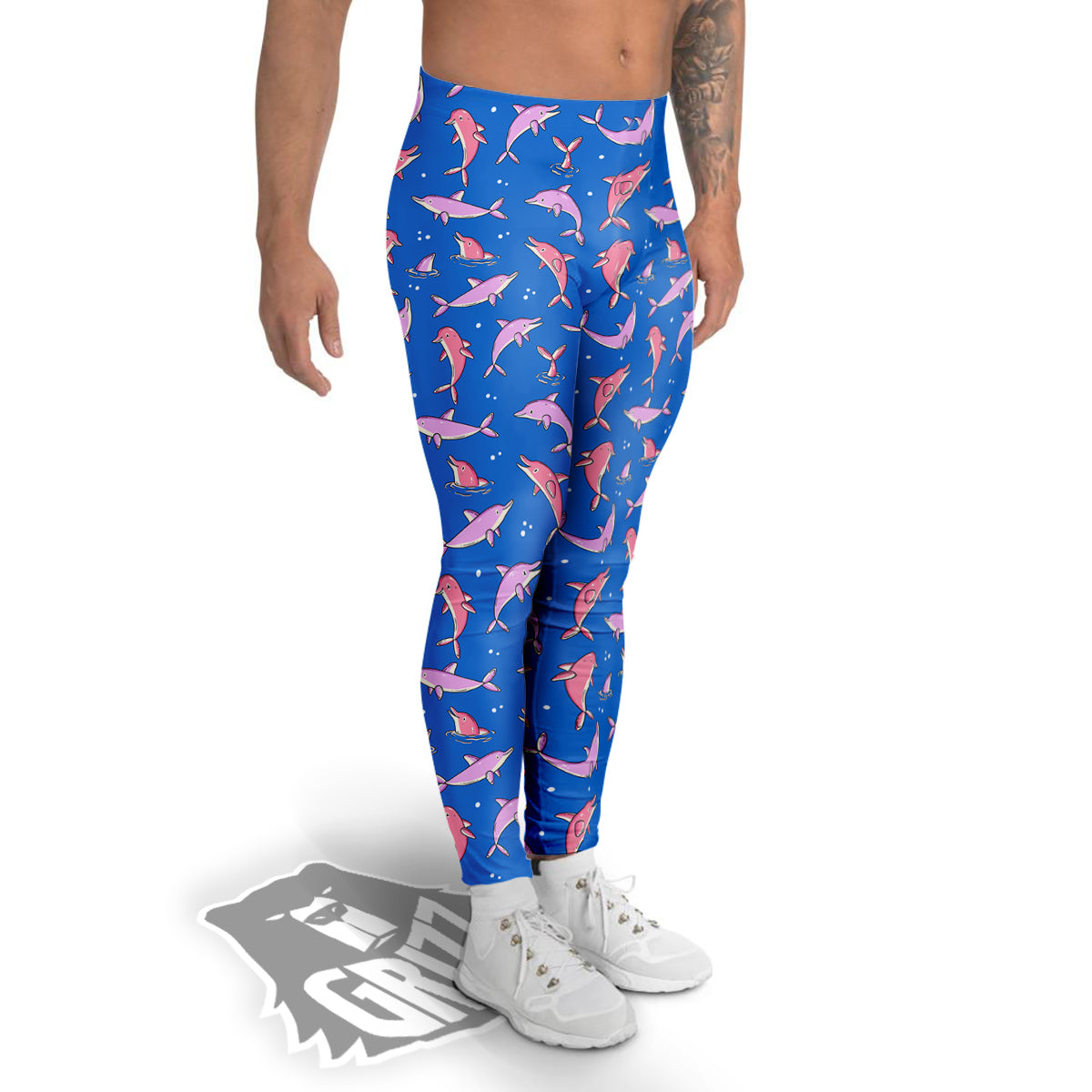 Dolphin Colorful Print Pattern Men's Leggings-grizzshop