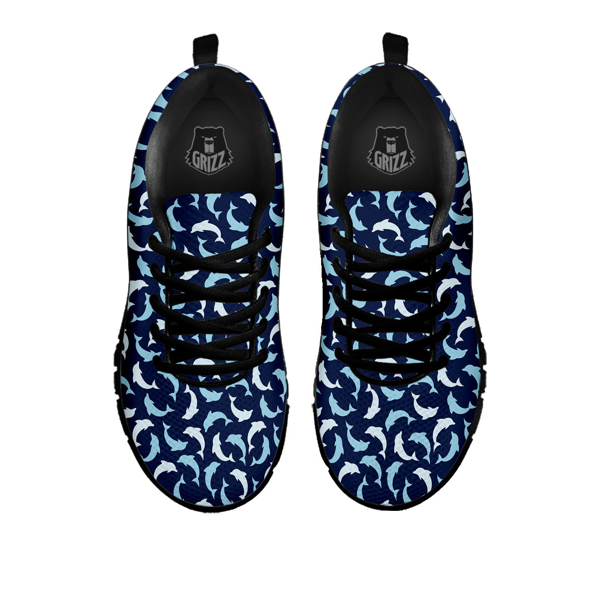 Dolphin Dark Blue Print Pattern Black Sneaker-grizzshop