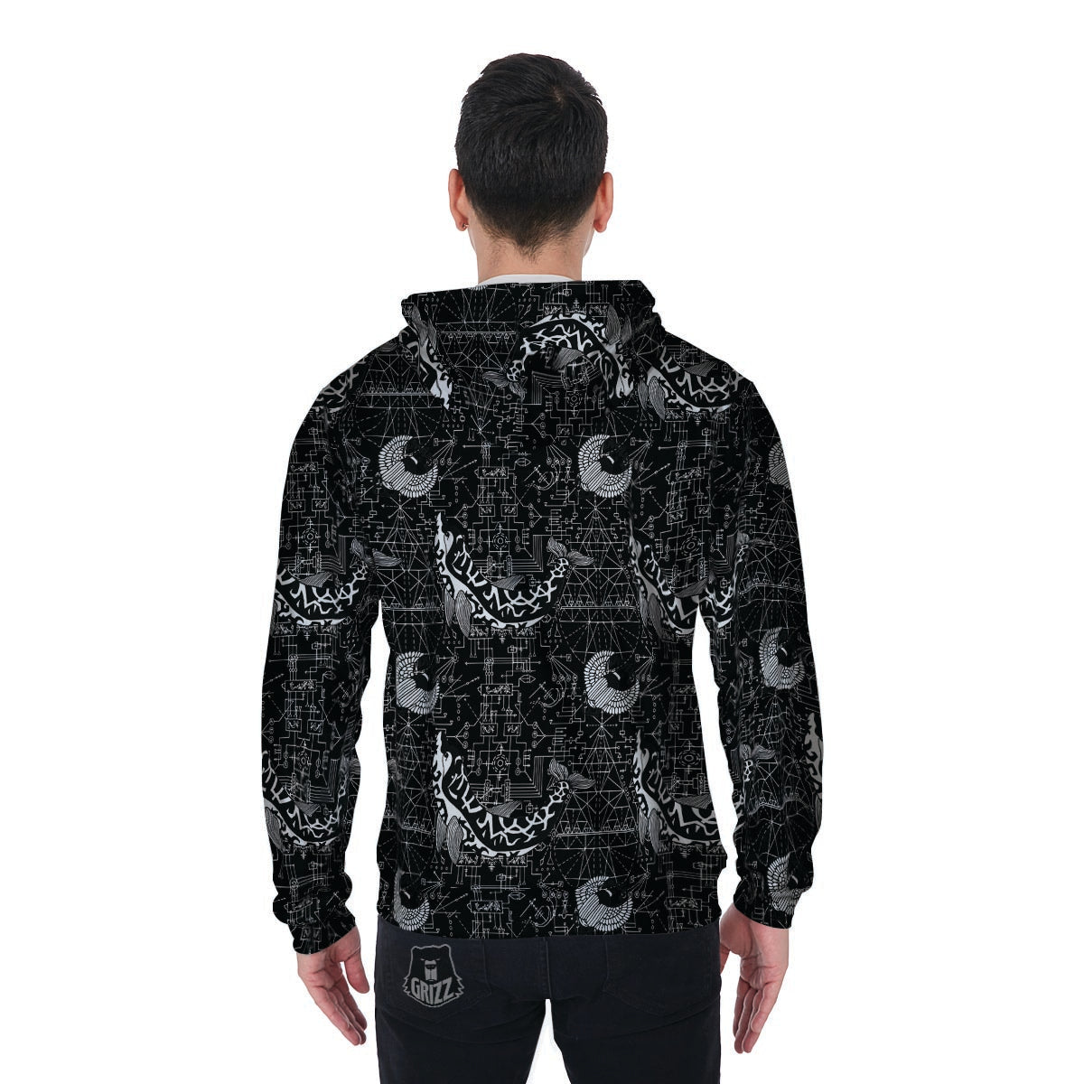 Dolphin Gothic Witch Men's Zip Up Hoodie-grizzshop