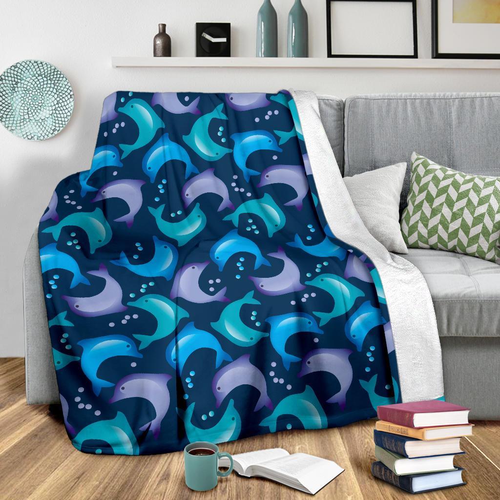 Dolphin Pattern Print Blanket-grizzshop