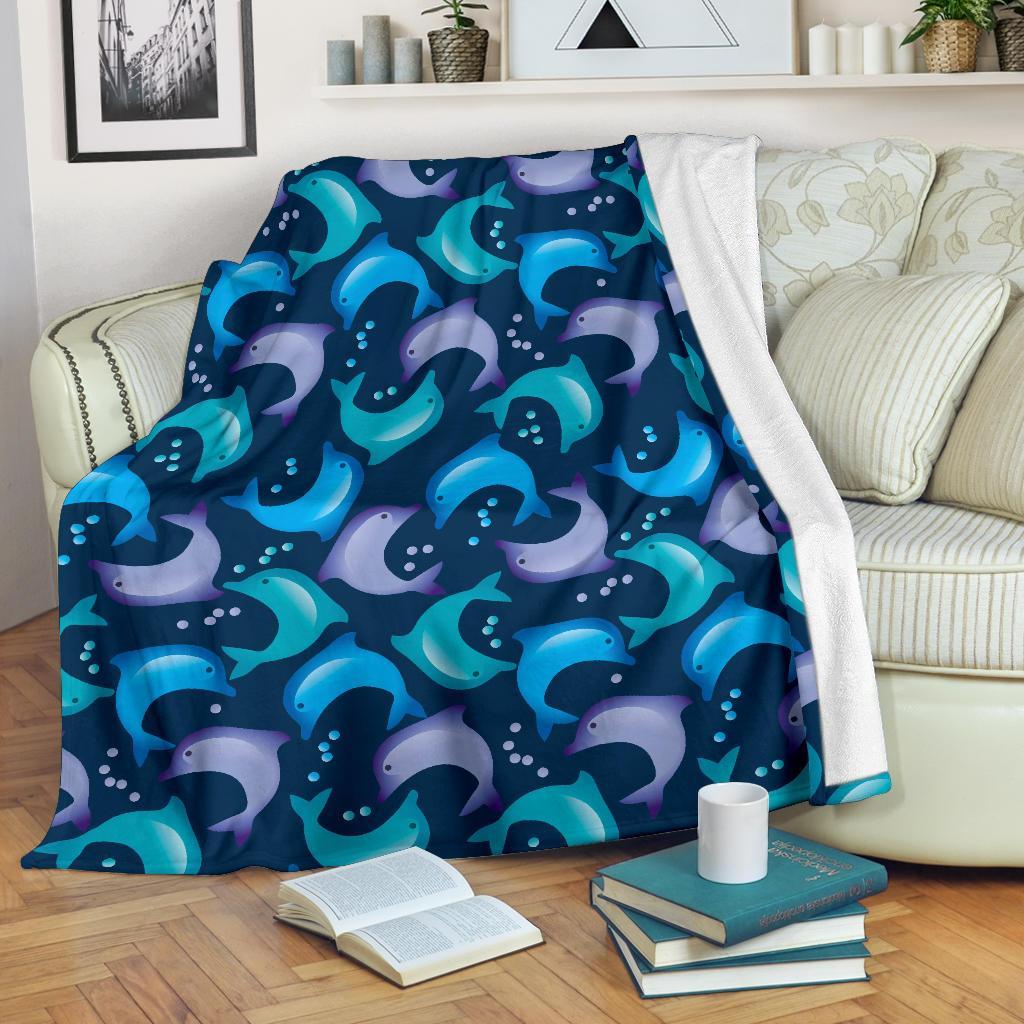 Dolphin Pattern Print Blanket-grizzshop