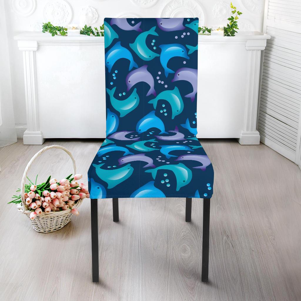 Dolphin Pattern Print Chair Cover-grizzshop