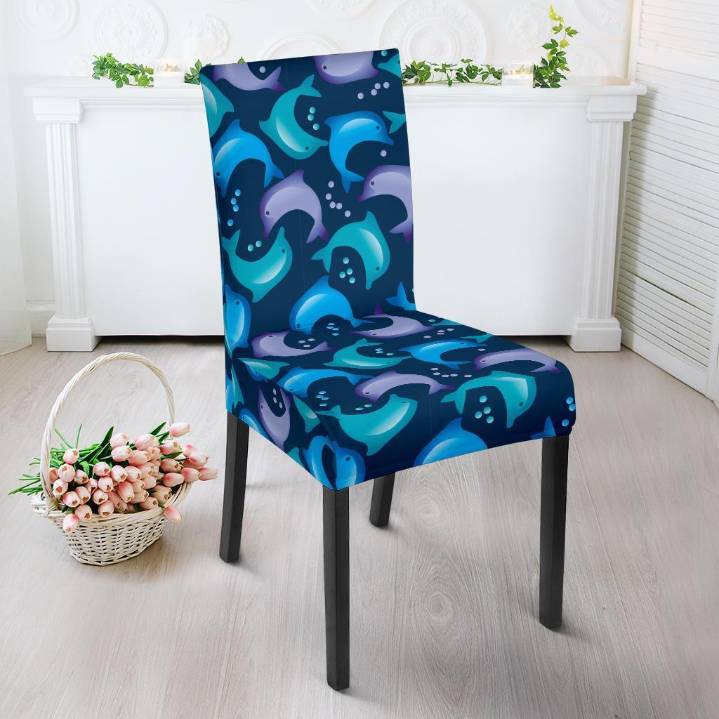 Dolphin Pattern Print Chair Cover-grizzshop