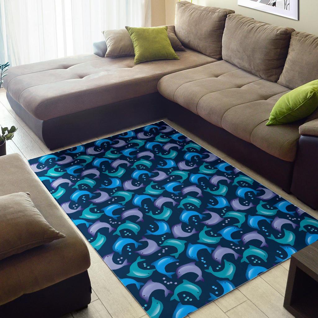 Dolphin Pattern Print Floor Mat-grizzshop