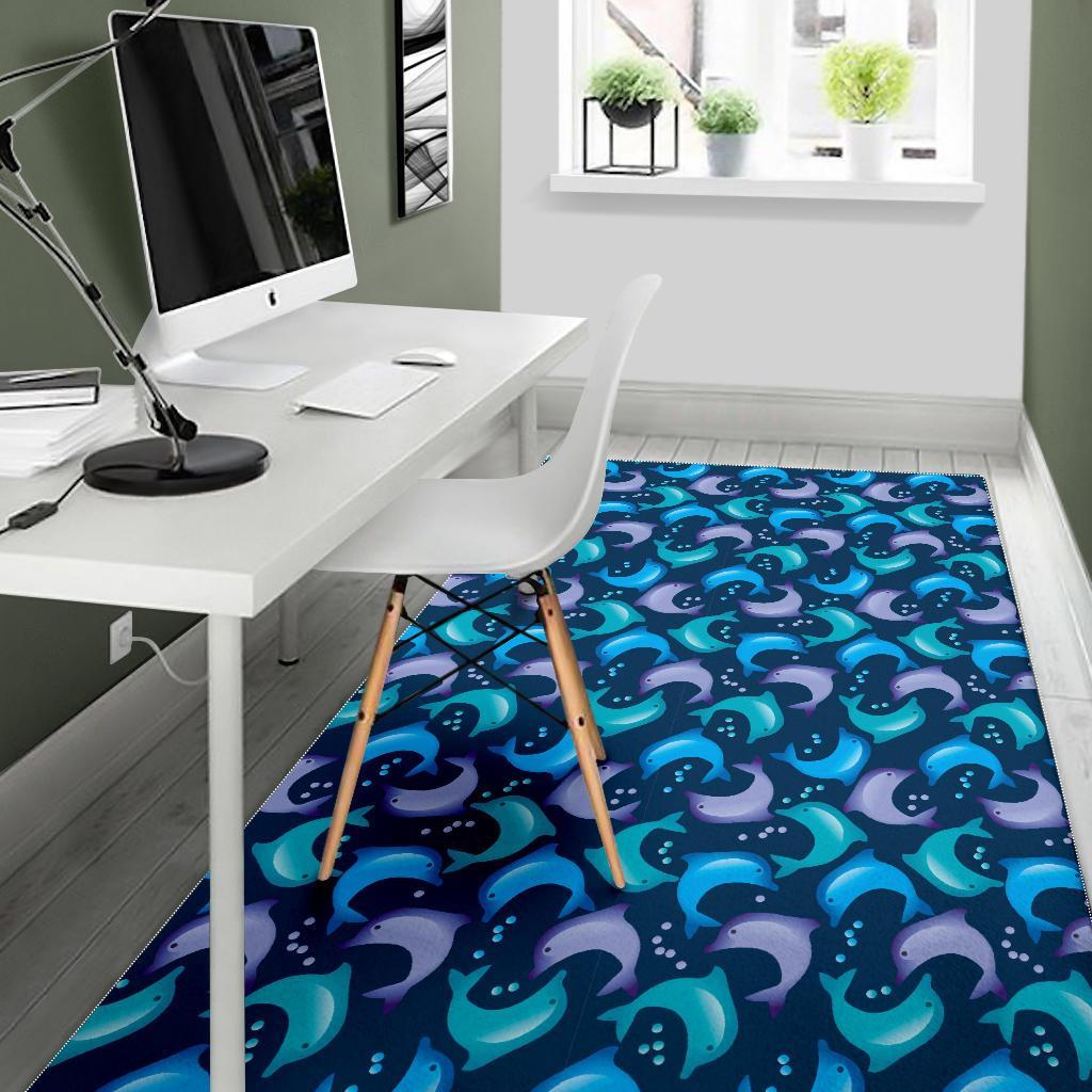 Dolphin Pattern Print Floor Mat-grizzshop