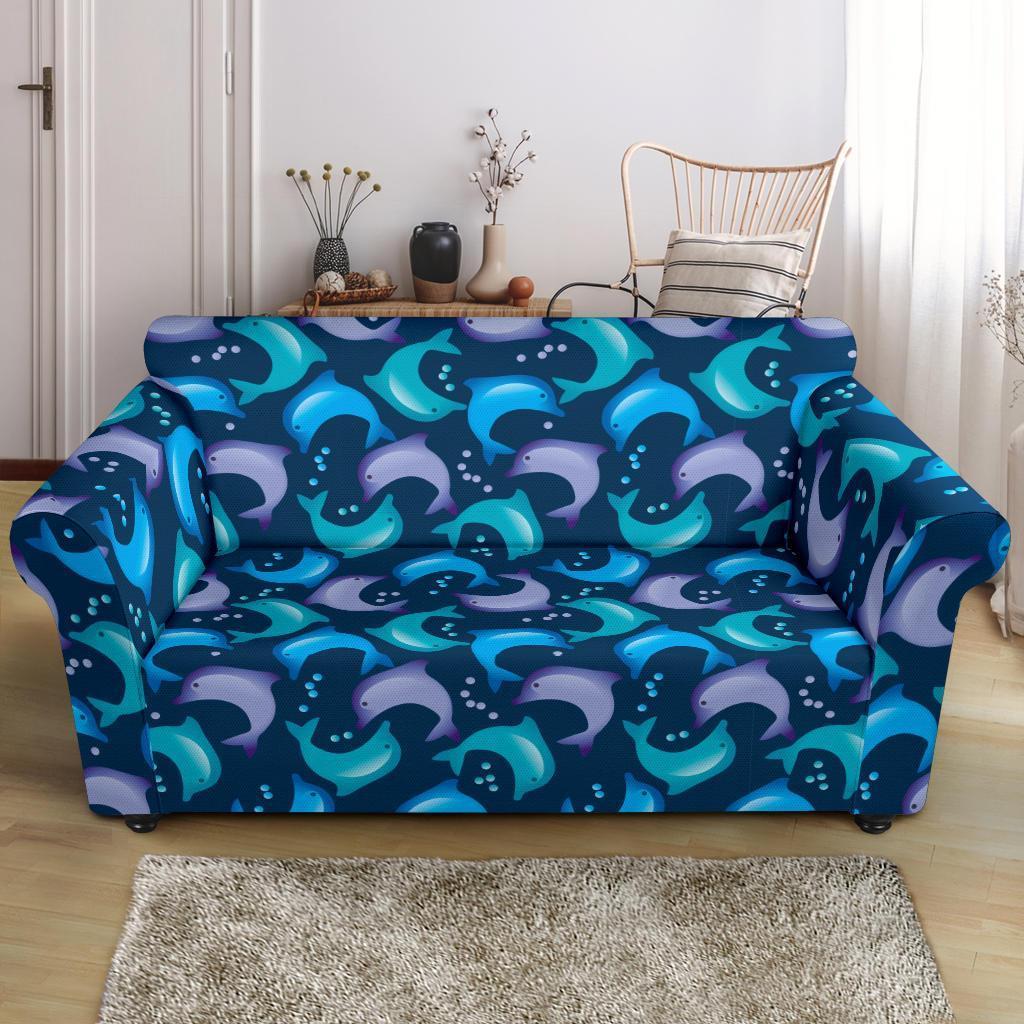 Dolphin Pattern Print Loveseat Cover-grizzshop