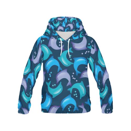 Dolphin Pattern Print Men Pullover Hoodie-grizzshop