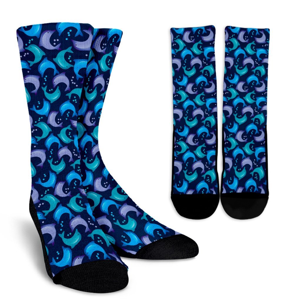 Dolphin Pattern Print Unisex Crew Socks-grizzshop