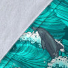 Dolphin Wave Pattern Print Blanket-grizzshop