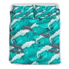 Dolphin Wave Pattern Print Duvet Cover Bedding Set-grizzshop