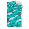 Dolphin Wave Pattern Print Duvet Cover Bedding Set-grizzshop